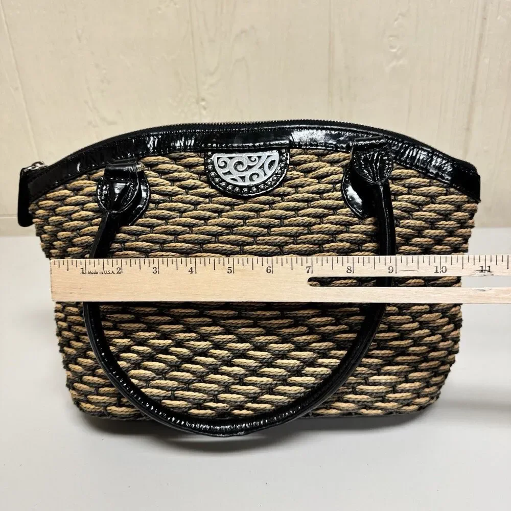 Vintage Brighton Woven Straw Shoulder Crossbody Handbag Purse - Picture 7 of 12